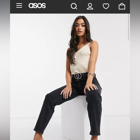ASOS Stradivarius mom jeans with stretch in black - Picture 1 of 4